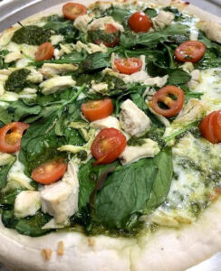 Pesto Chicken on a Gluten-Free Crust